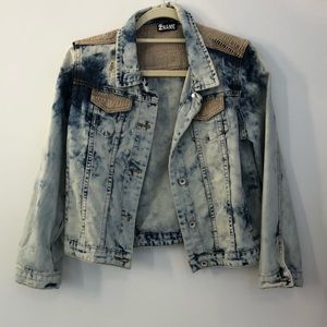 Whitewashed Denim Jacket with twine details